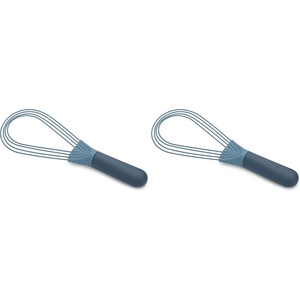 Joseph Joseph Twist Whisk 2-In-1 Collapsible Balloon and Flat Whisk Silicone Coated Steel Wire, Sky Blue(Blue (Pack of 2))