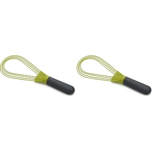 Joseph Joseph Twist Whisk 2-In-1 Collapsible Balloon and Flat Whisk Silicone Coated Steel Wire, Sky Blue(Gray/Green (Pack of 2))