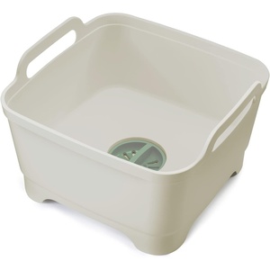 Joseph Joseph Wash & Drain Kitchen Dish Tub Wash Basin with Handles and Draining Plug, 9 liters/2.3 Gallons(Stone)