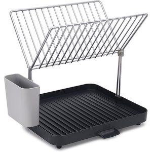 Joseph Joseph Y-Rack Dish Rack and Drain Board Set with Cutlery Organizer Drainer Drying Tray, Large, Gray(Gray)