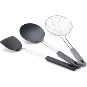 Nest Fusion Compact 3-piece Wok Silicone Turner, Silicone Spoon and Wire Skimmer Set