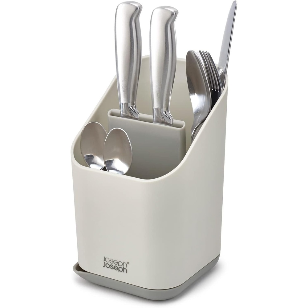 image:imageJoseph Joseph Duo Kitchen Sink Cutlery Drainer with Knife Slot Kitchen Sink Drying Rack Cutlery Organizer GreyOneSize