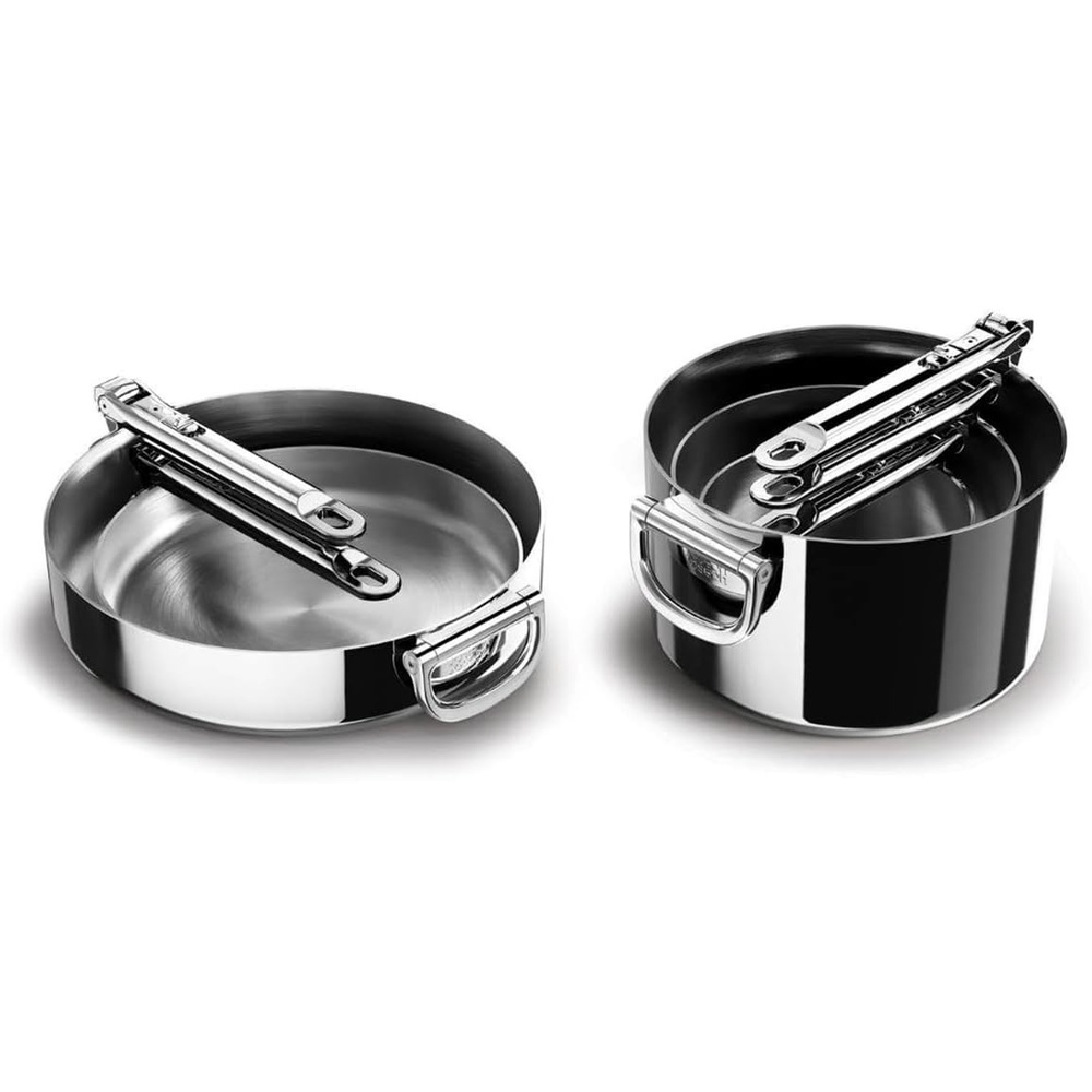 image:imageJoseph Joseph Space Steel 6Piece Stainless Steel Sauce Pan Set with Lids Nesting with Folding Handles Induction amp Oven Safe8pc