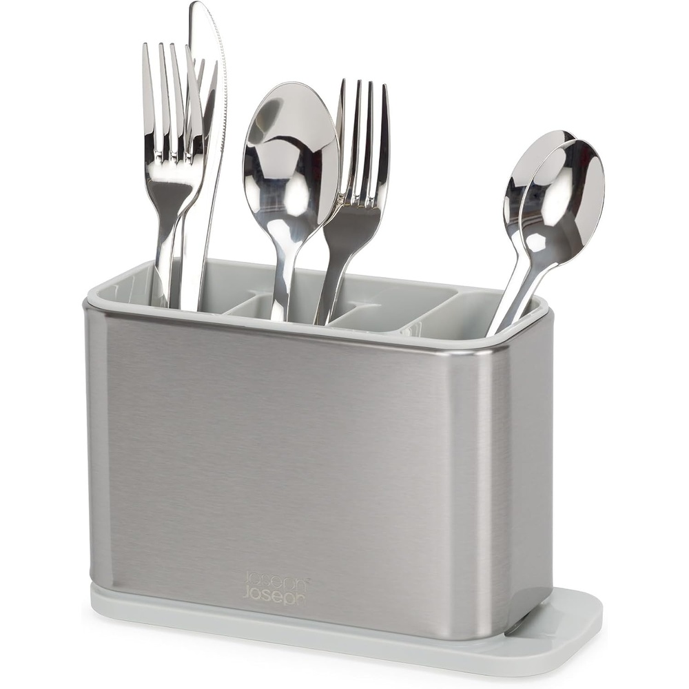 image:imageJoseph Joseph Surface Kitchen Sink Silverware Drainer Utensil Cutlery and Kitchen Gadgets Holder with Draining Base Stainless Steel Gray
