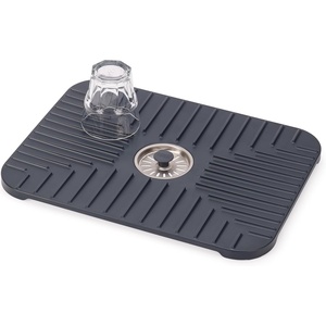 Joseph Joseph SinkShield Sink Saver Mat with Removable Draining Plug, Non-Slip, Quick Drainage, Large, Anthracite(Large)