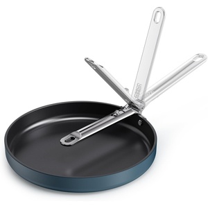 Joseph Joseph Space 11″ Shallow Nonstick Frying Pan Skillet with Folding Handle, Ceramic Coating, Induction & Oven Safe