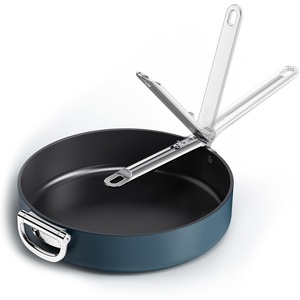 Joseph Joseph Space 12″ Shallow Nonstick Frying Pan Skillet with Folding Handle, Ceramic Coating, Induction & Oven Safe(12”)